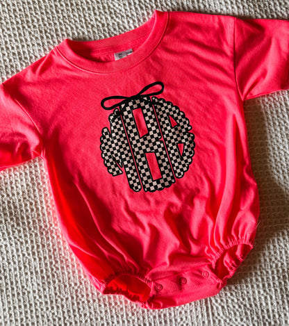 HOT PINK CHECKERED MONO BUBBLE/TEE