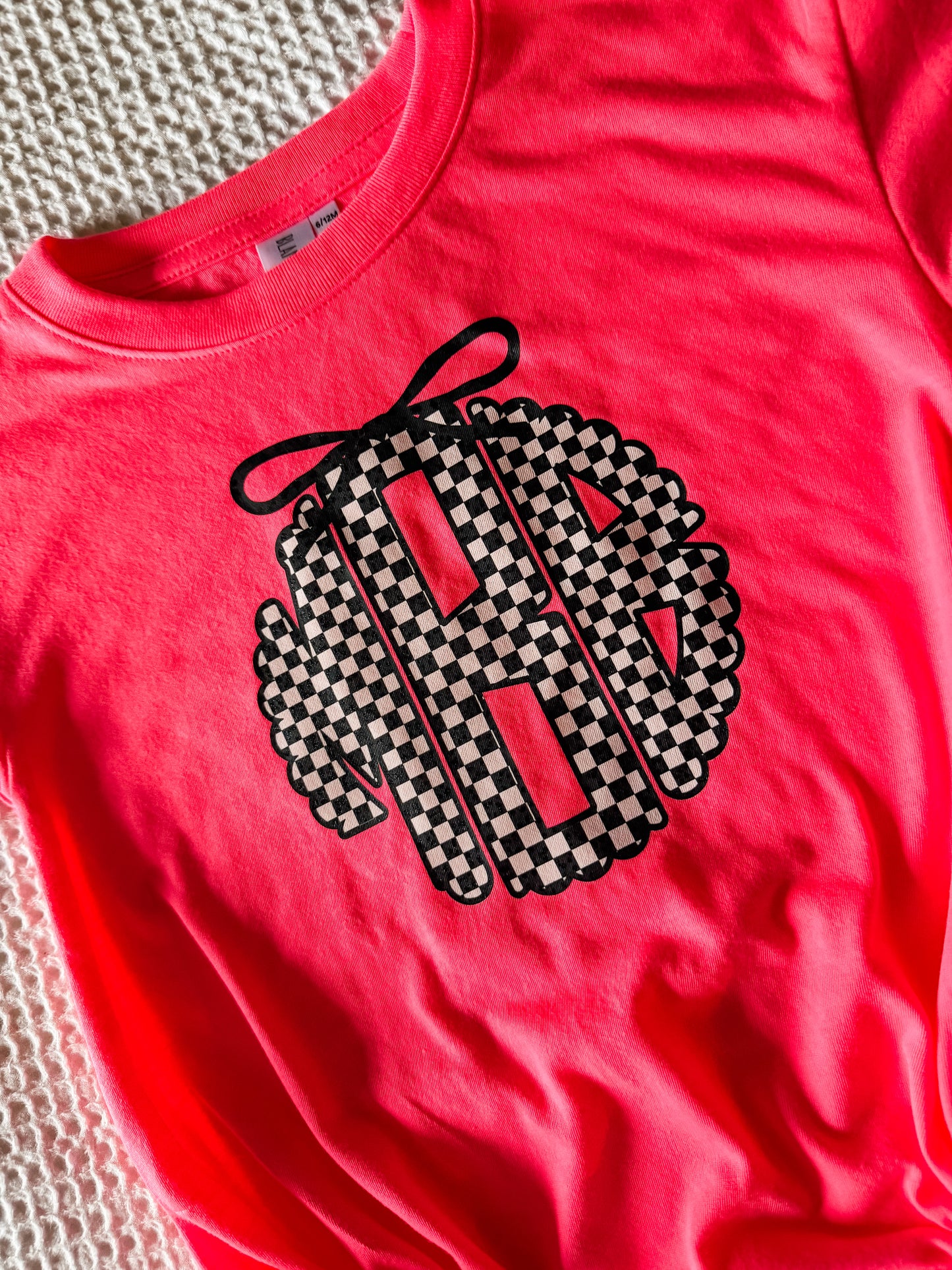 HOT PINK CHECKERED MONO BUBBLE/TEE
