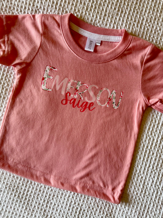 MAUVE FLORAL NAME BUBBLE/TEE