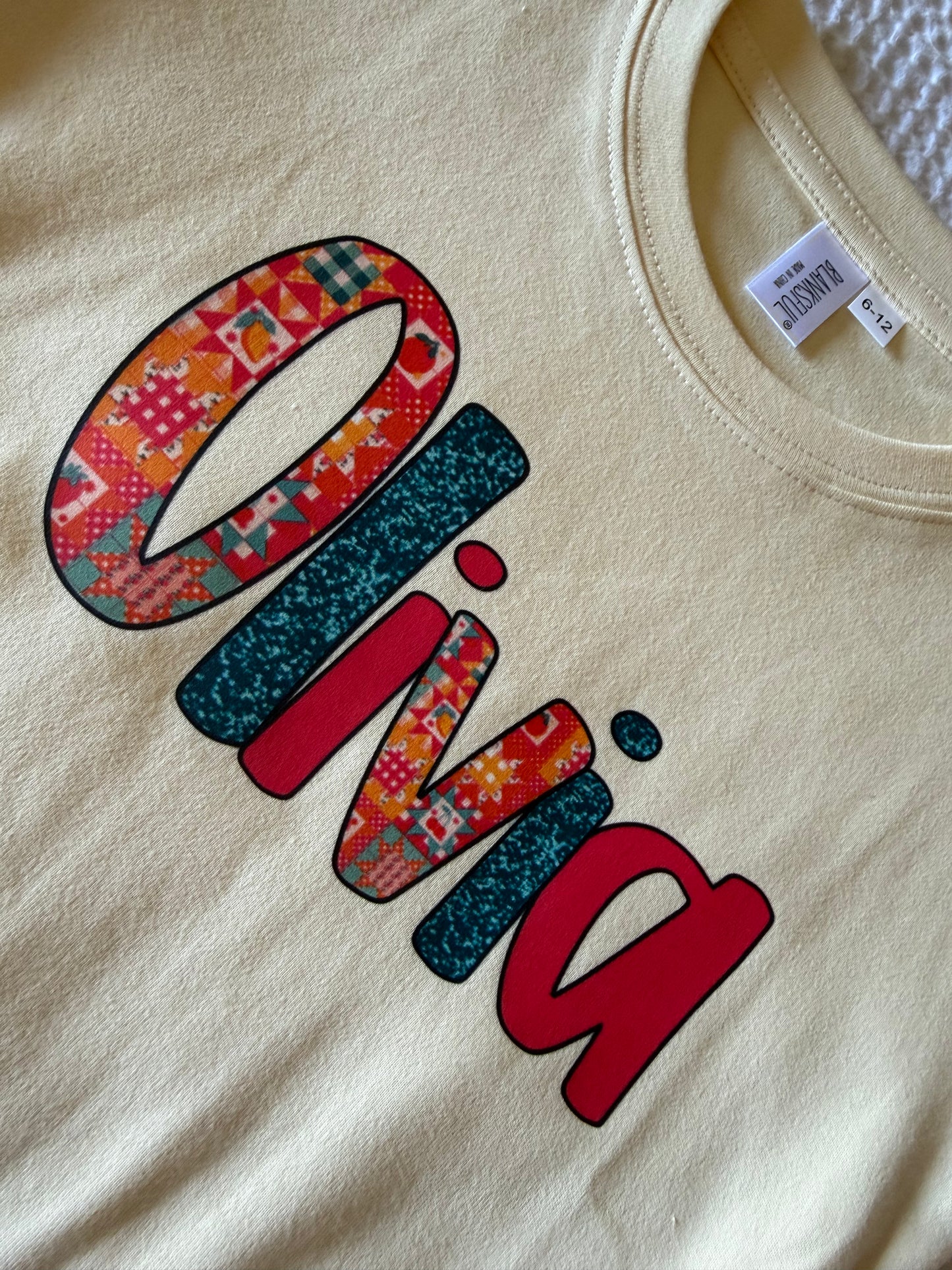 HOT PINK PATCHWORK NAME BUBBLE/TEE