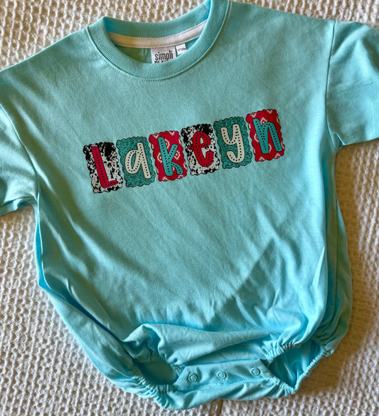 PINK BLOCK WESTERN NAME BUBBLE/TEE