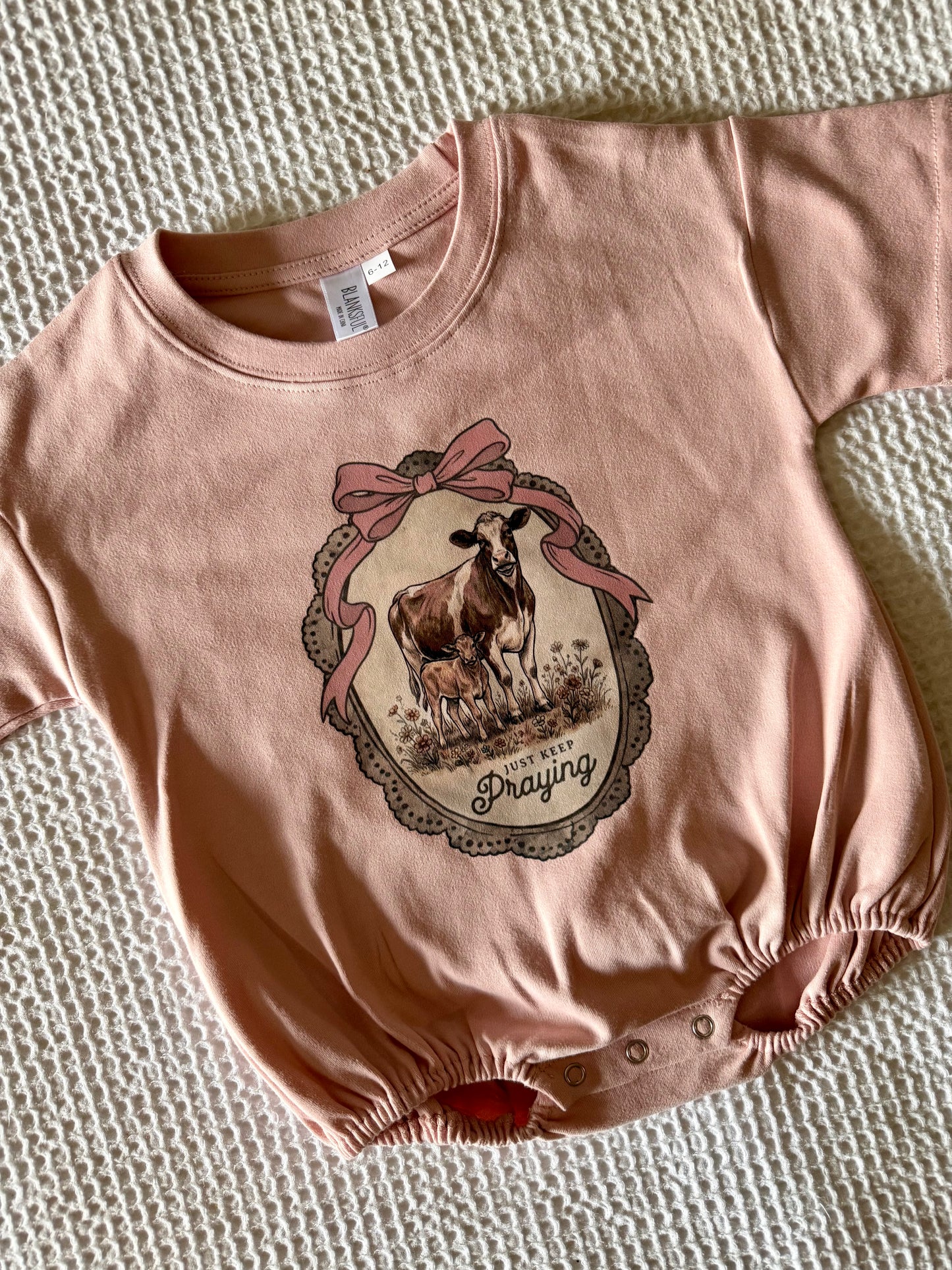 JUST KEEP PRAYING COW BUBBLE/TEE